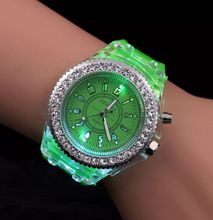 Luminous Multicolour Light Watch LED Crystal Bling Couple Gift Party Silicone